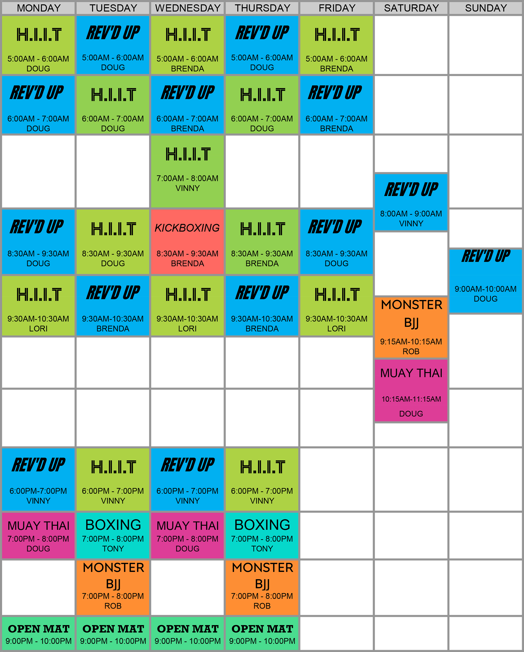 Revolution Fitness Group Class Schedule - 2024